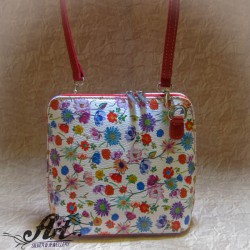  Дамска чанта от естествена кожа "Цветя" L-010